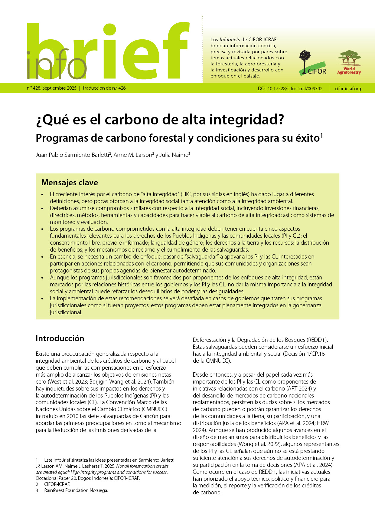 thumbnail of ¿Qué es el carbono de alta integridad? Programas de carbono forestal y condiciones para su éxito
