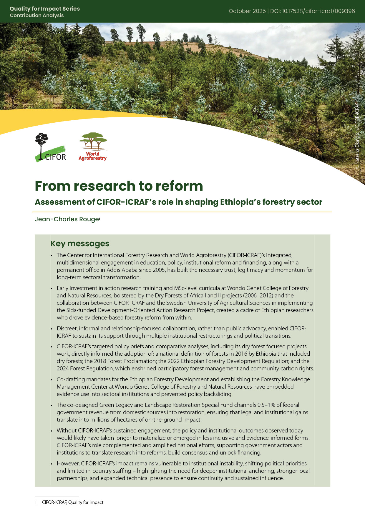 thumbnail of From research to reform: Assessment of CIFOR-ICRAF’s role in shaping Ethiopia’s forestry sector