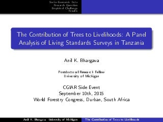 thumbnail of  The Contribution of Trees to Livelihoods: A Panel Analysis of Living Standards Surveys in Tanzania
